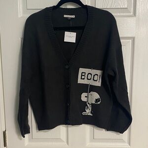 American Eagle charcoal, gray button front cardigan with Snoopy NWT